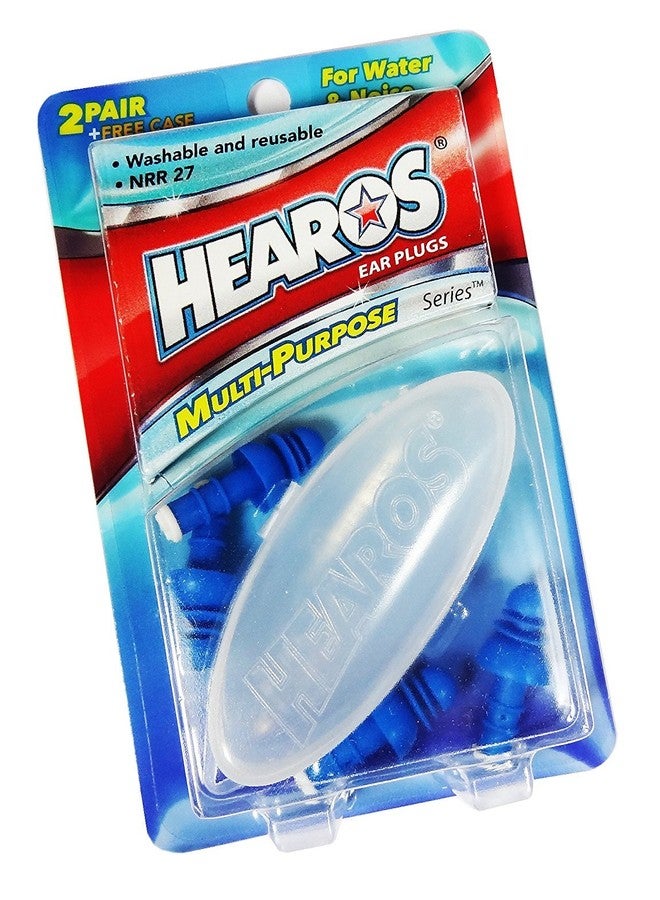 Hearos Multi-Purpose Reusable Silicone Ear Plugs Includes Free Case, 2 Pair (Pack of 3)